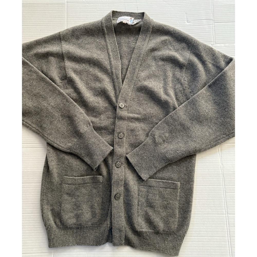Snowflakes‎ 100% Lambswool Men's Cardigan Sweater Sz 38 Button Up Gray